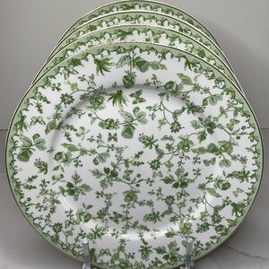 4 Grace Teaware Dinner Plates 10" Green Floral, Butterfly New